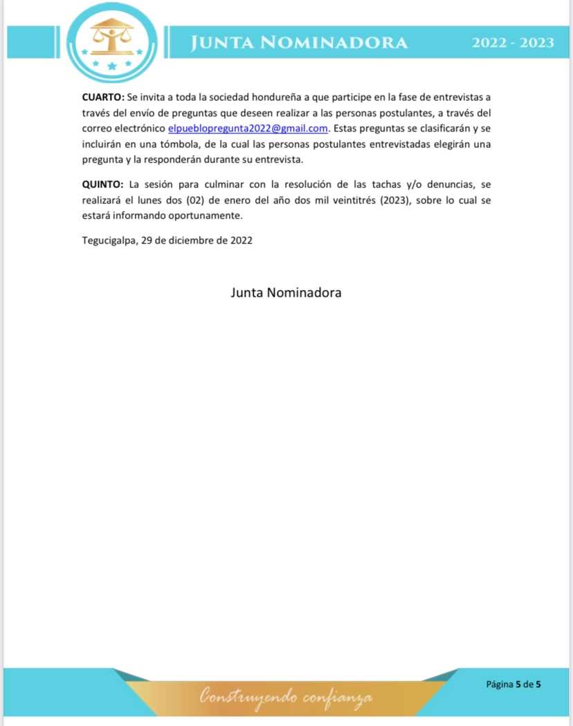 207 Tachas/denuncias recibió la Junta Nominadora 